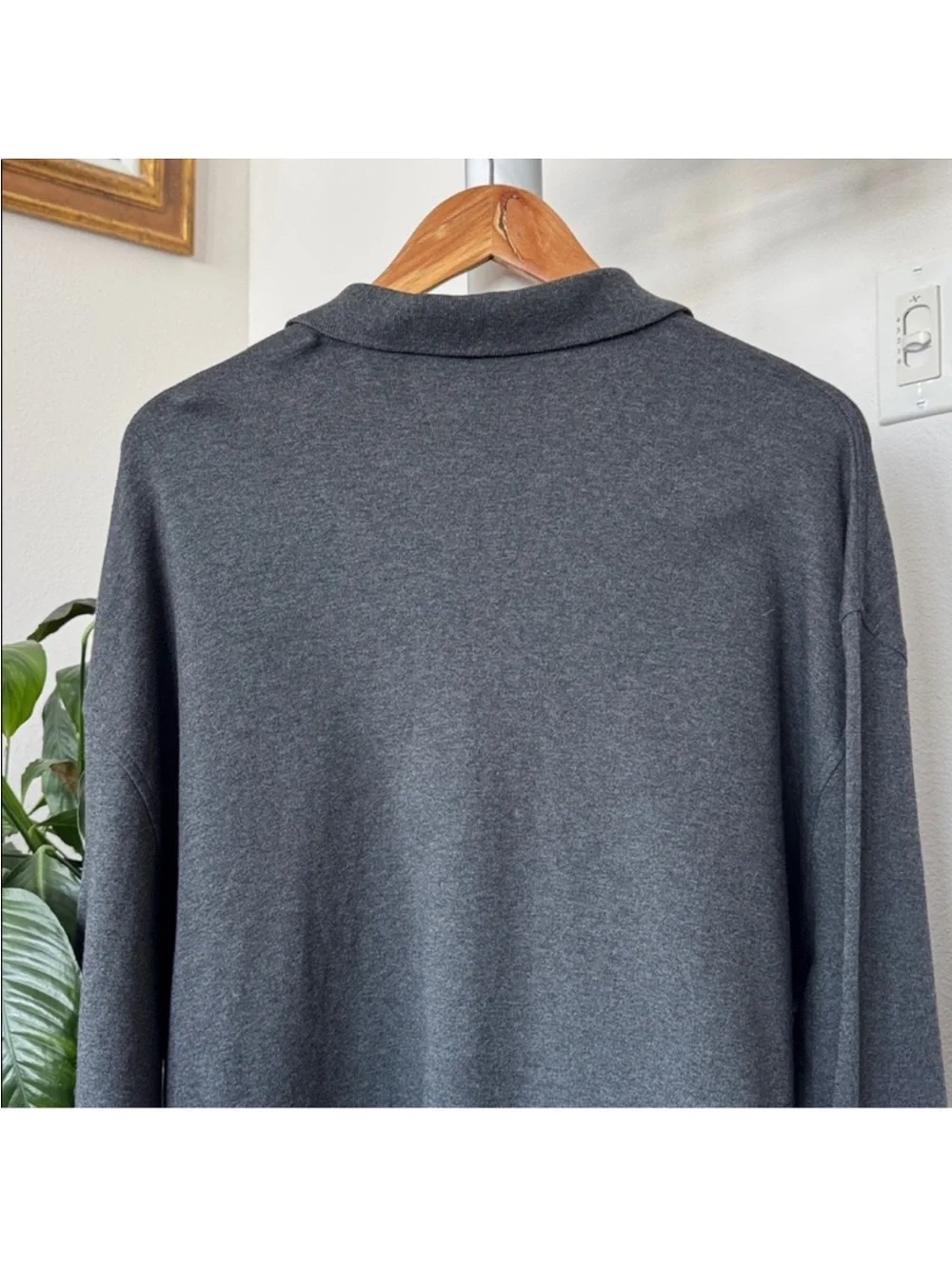 Orvis Signature Collection Polo Long Sleeve sweater Top Sz 2XL Gray Pima Cotton